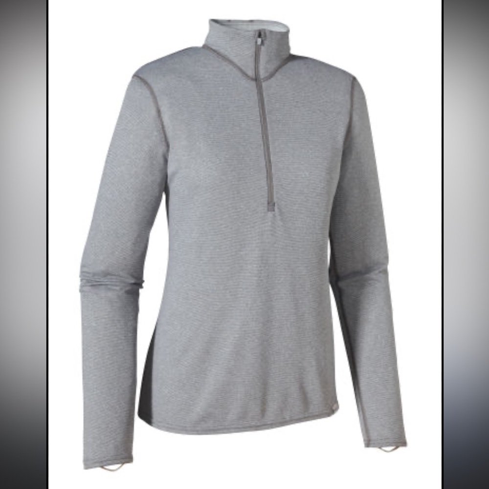 Patagonia Capilene 3 Midweight 1/4 Zip Womens Pullover grey stripe Small